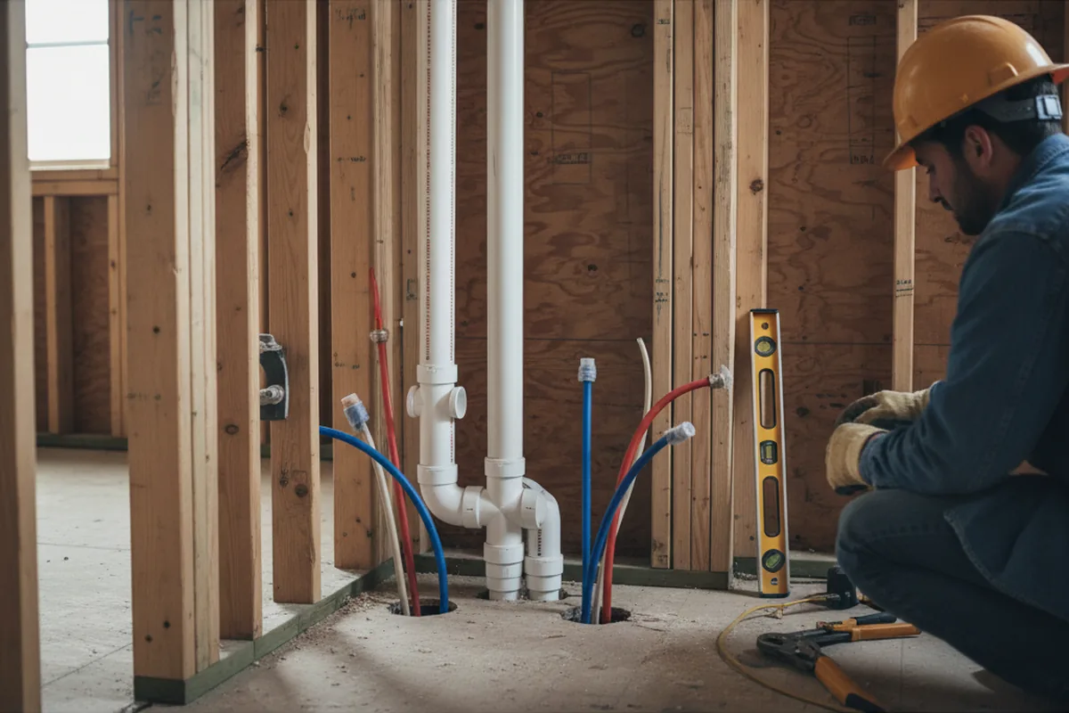 Drain and supply rough-in during Leak Detection in Woodsfield