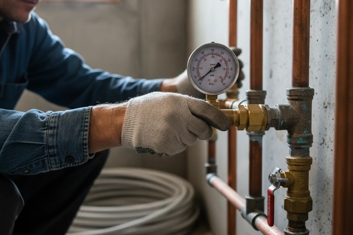 Pressure testing a repaired line during Water Line Repair in Woodsfield